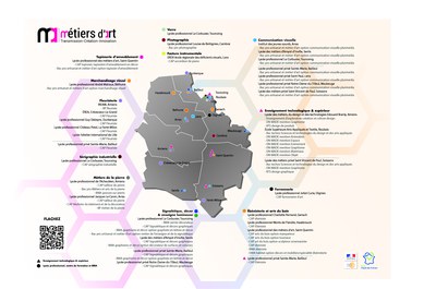 Carte des formations métiers d'art académies Lille Amiens